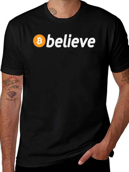 Believe in Bitcoin Black T-Shirt Crypto Fan