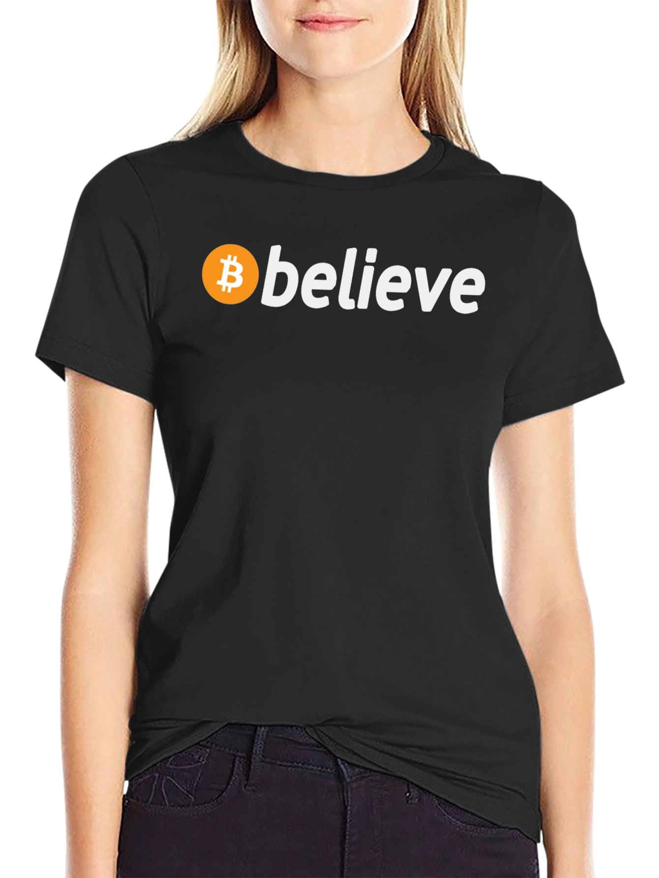 Believe in Bitcoin Black T-Shirt Crypto Fan