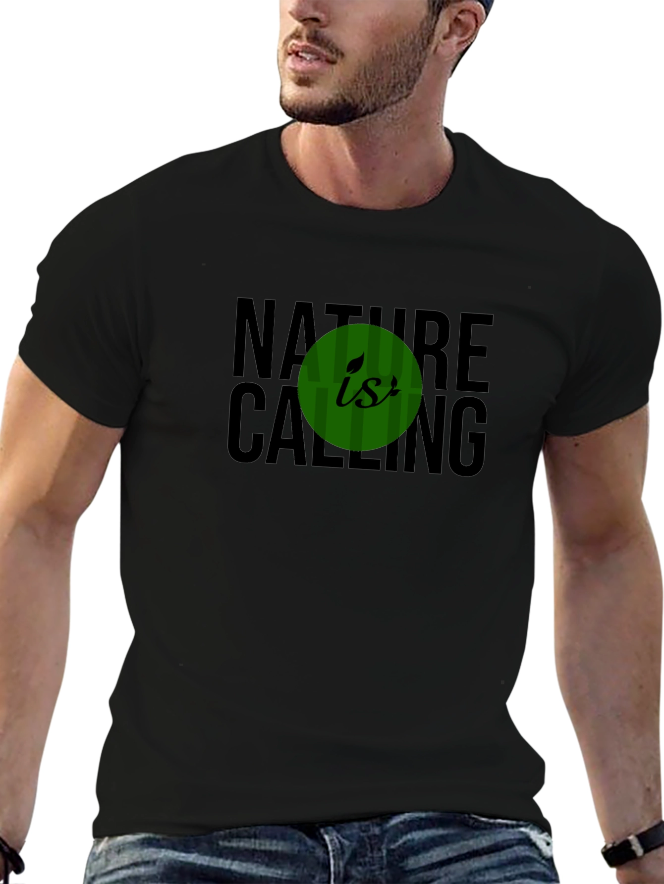 Nature is Calling Graphic Tee - Black
