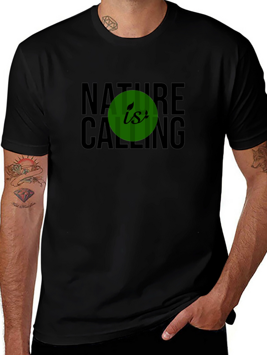 Nature is Calling Graphic Tee - Black