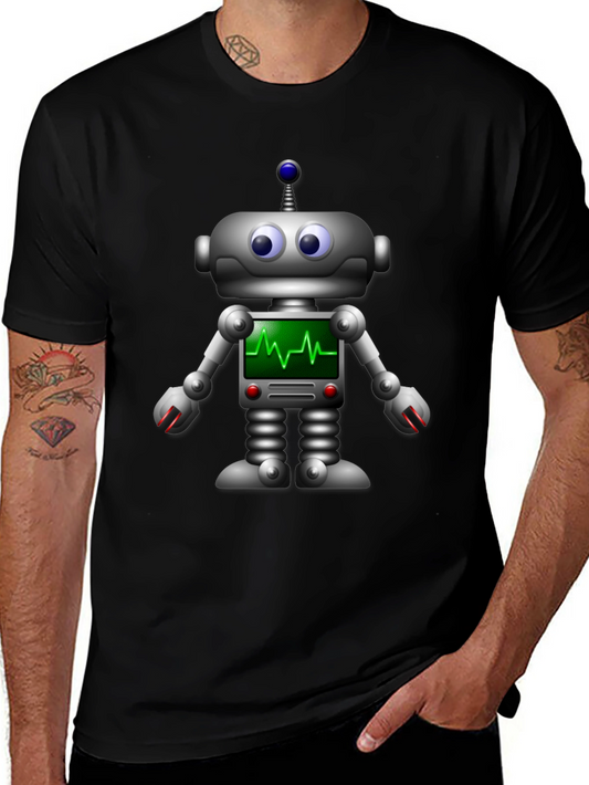 Robot ECG Heartbeat Graphic T-Shirt