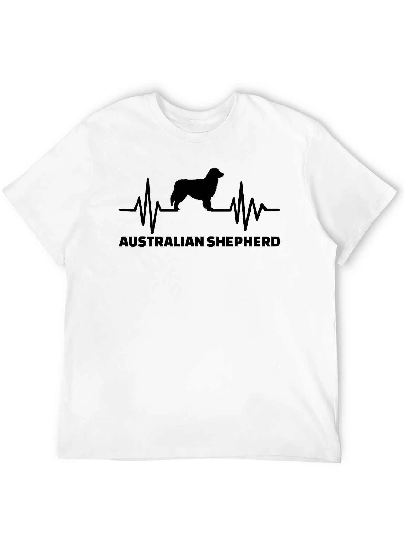 Australian Shepherd Heartbeat T-Shirt - Black