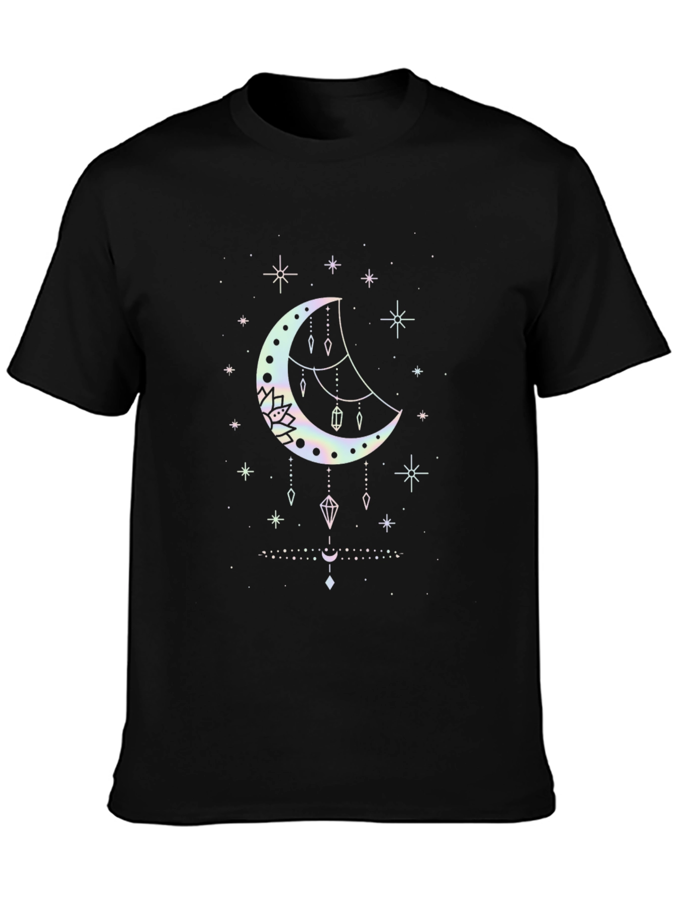 Mystical Moon Graphic Tee - Black Cotton Blend