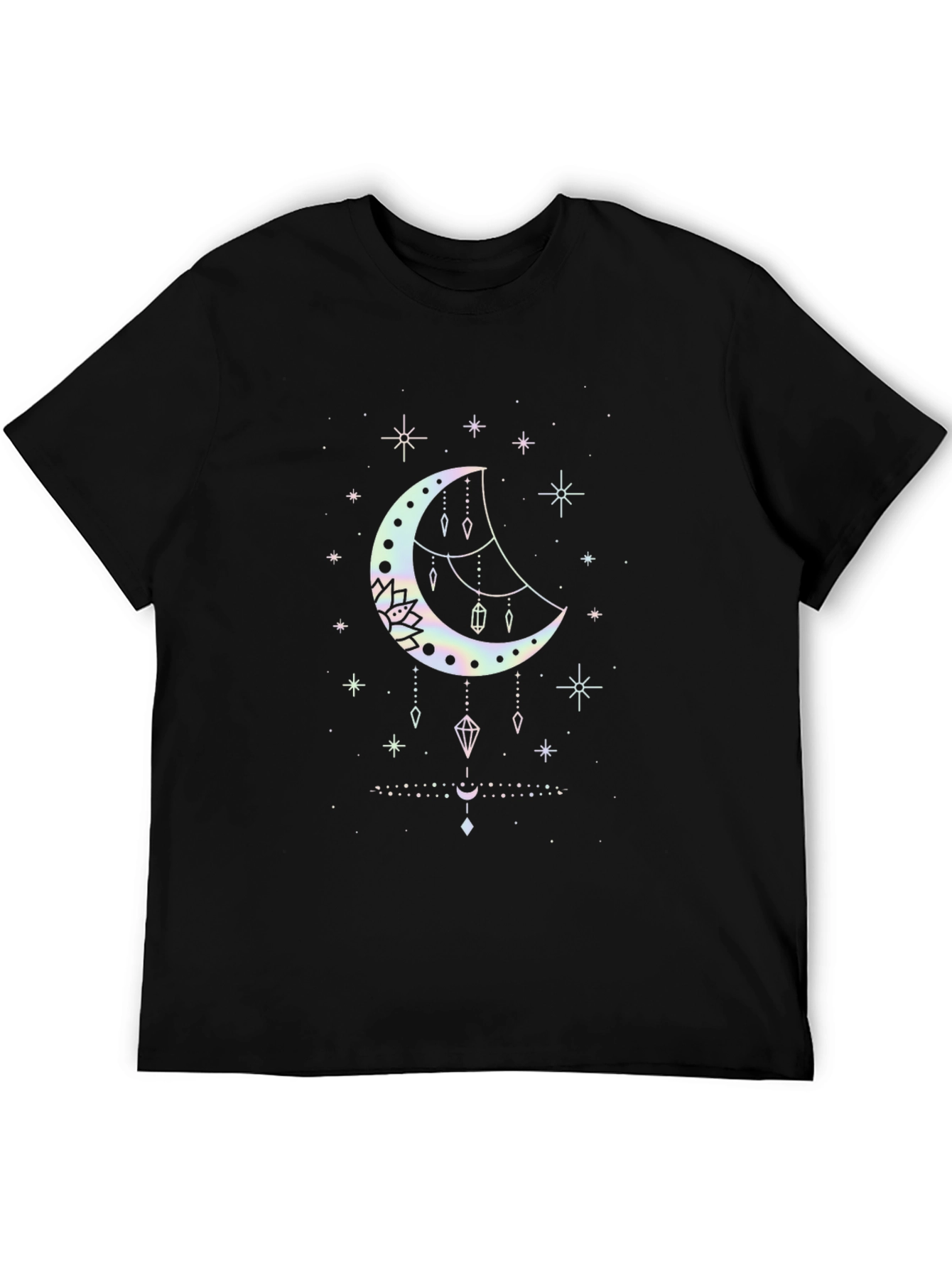 Mystical Moon Graphic Tee - Black Cotton Blend