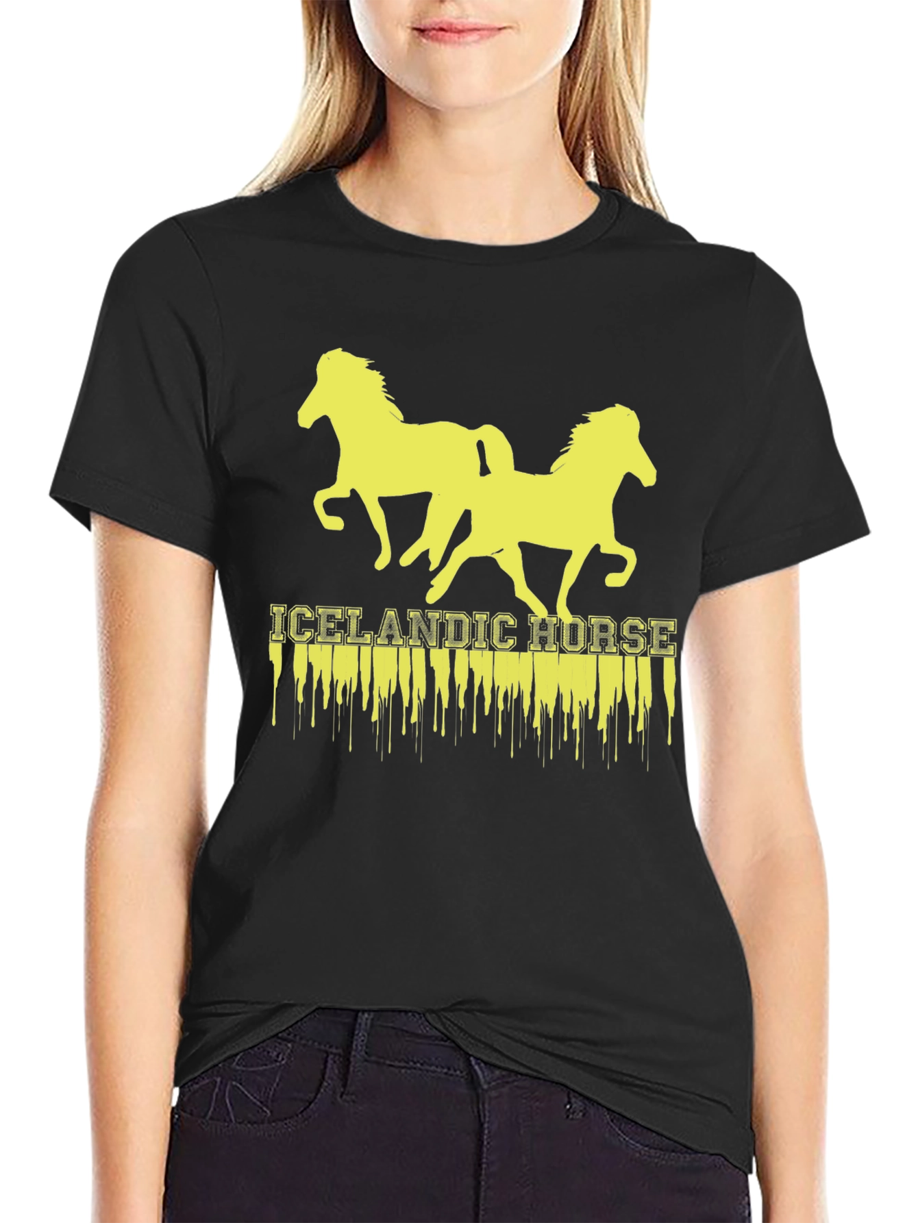Icelandic Horse Graphic T-Shirt - Black