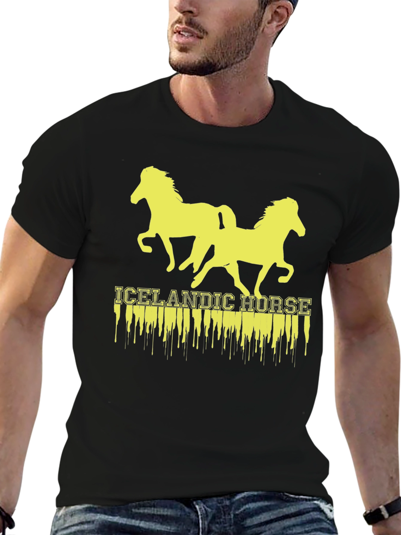 Icelandic Horse Graphic T-Shirt - Black