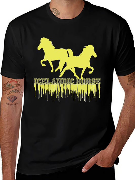 Icelandic Horse Graphic T-Shirt - Black