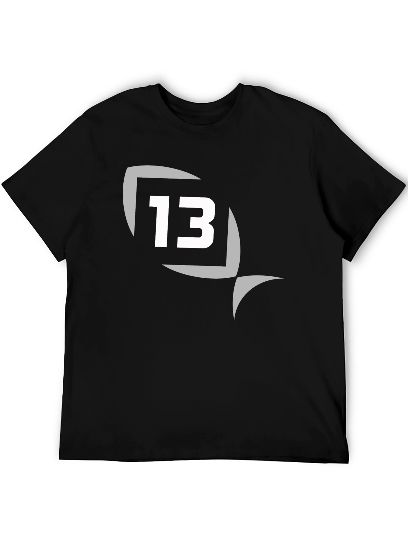Mens Black T-Shirt with Number 13 Graphic Tee