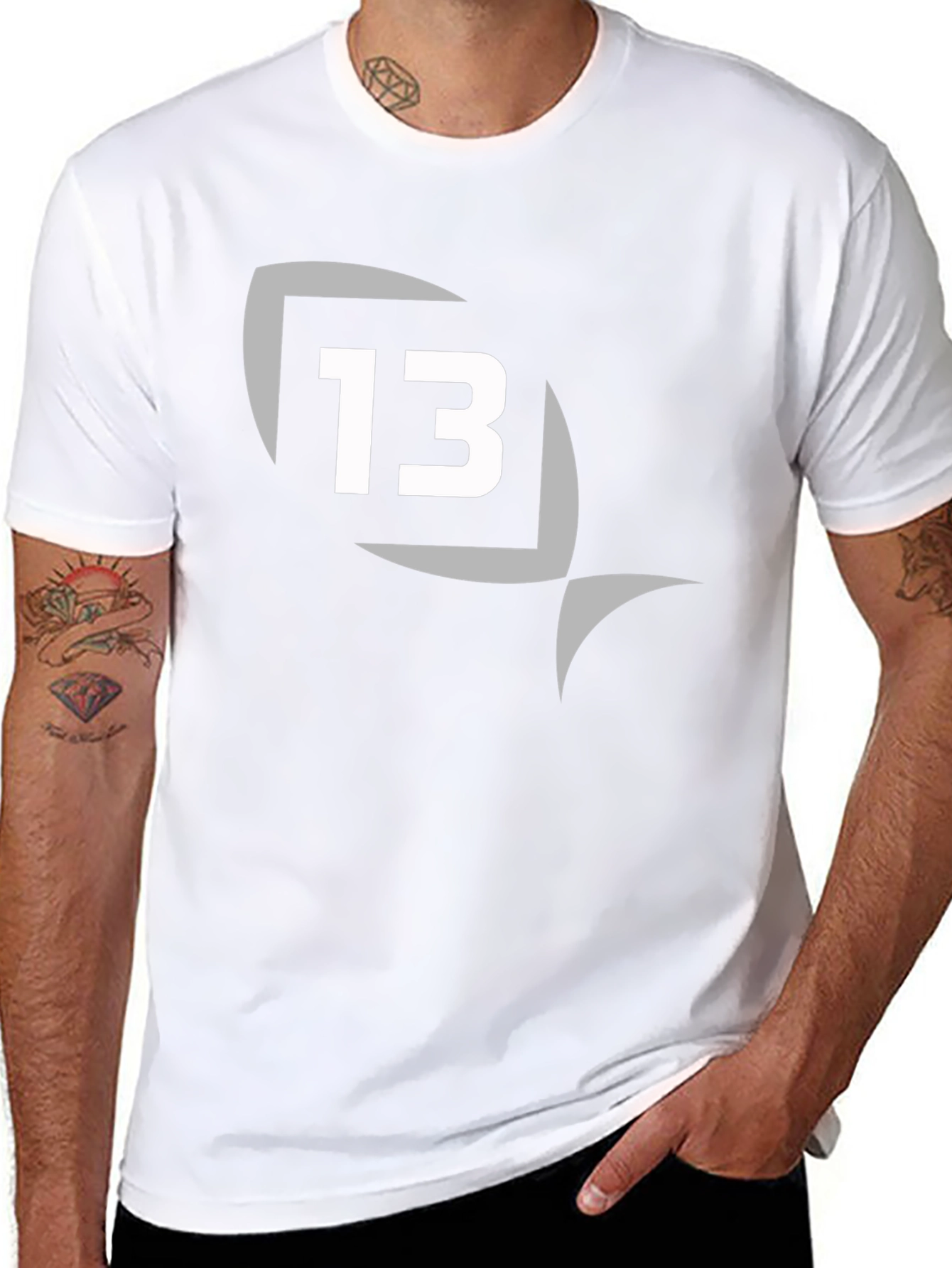 Mens Black T-Shirt with Number 13 Graphic Tee