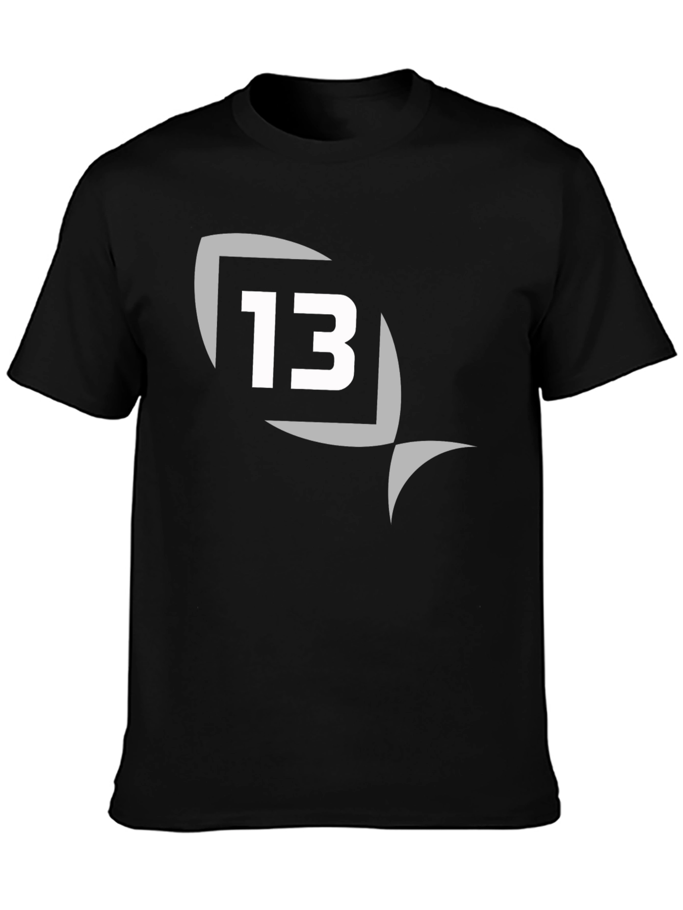 Mens Black T-Shirt with Number 13 Graphic Tee