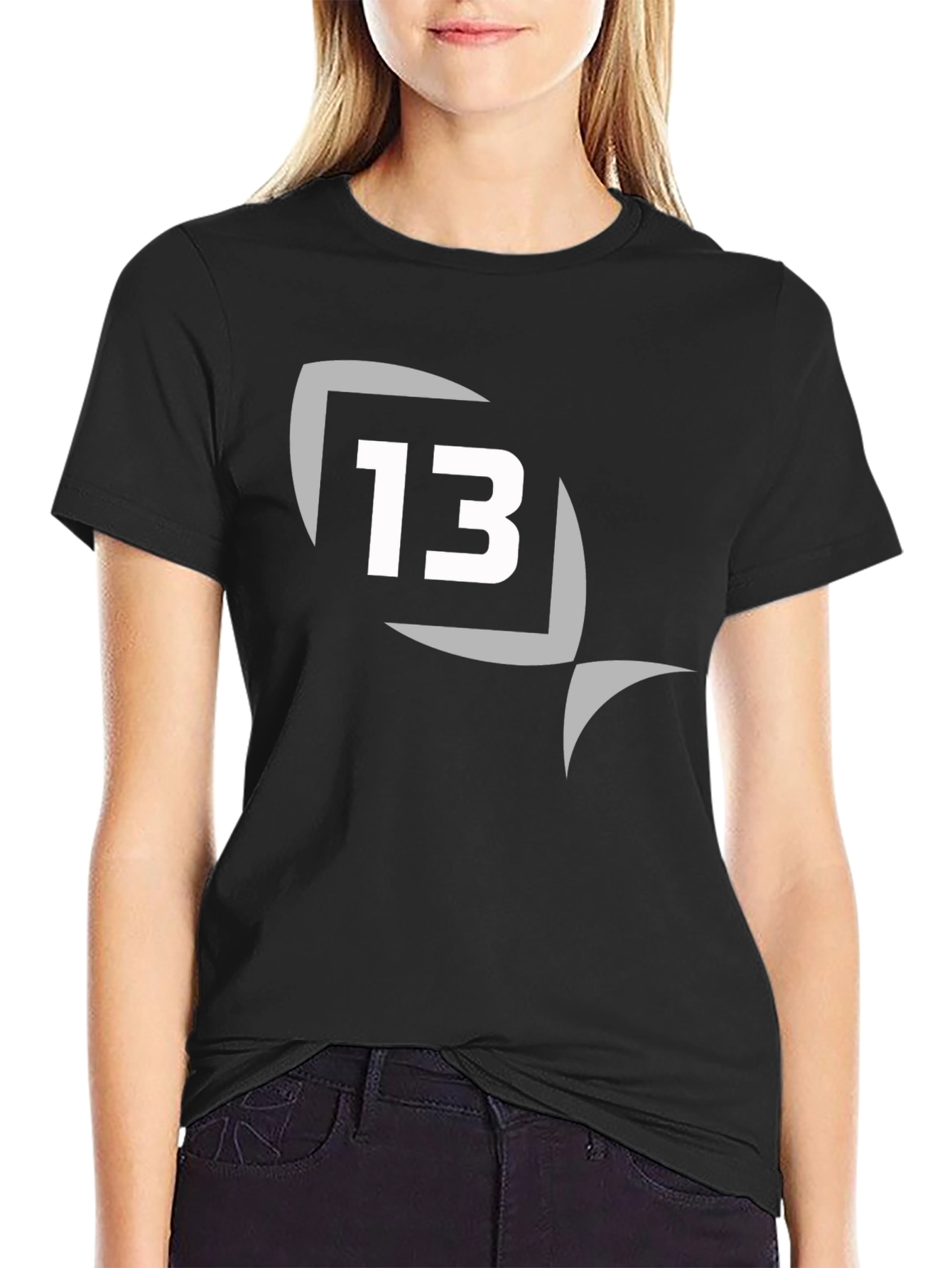 Mens Black T-Shirt with Number 13 Graphic Tee