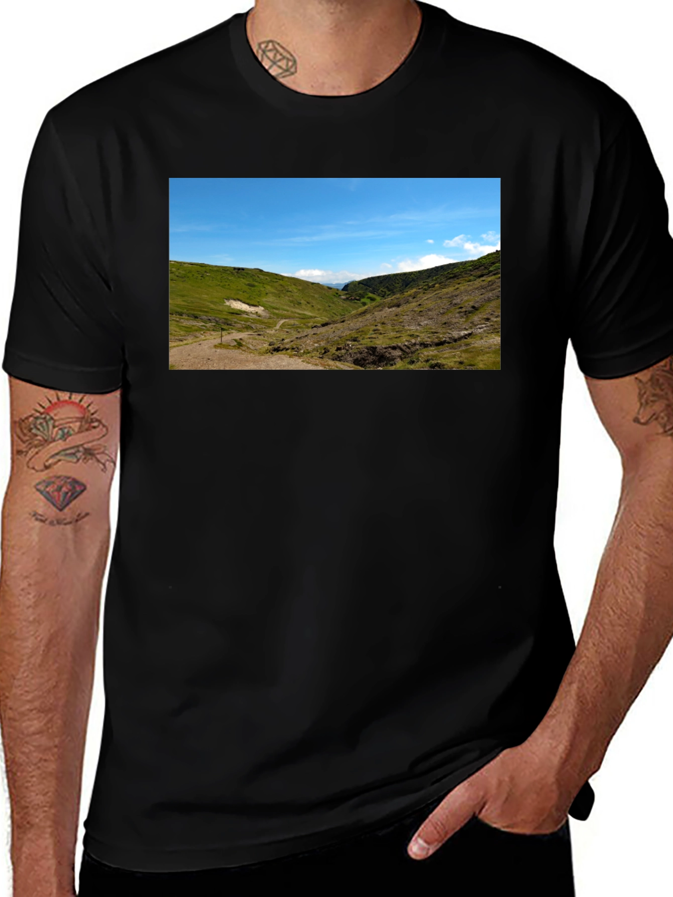 Scenic Landscape Black T-Shirt