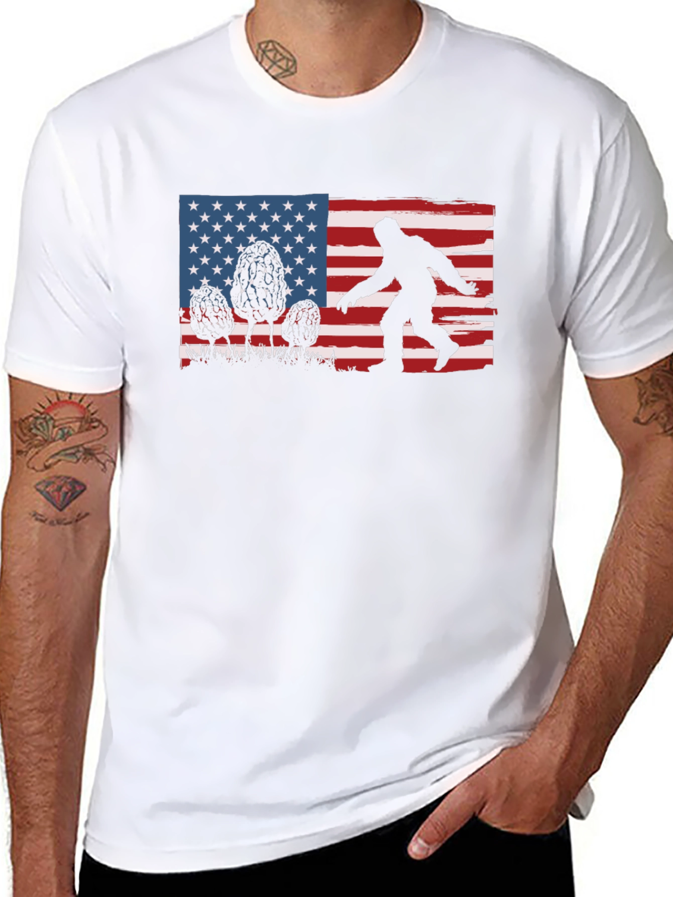 Bigfoot American Flag Graphic T-Shirt