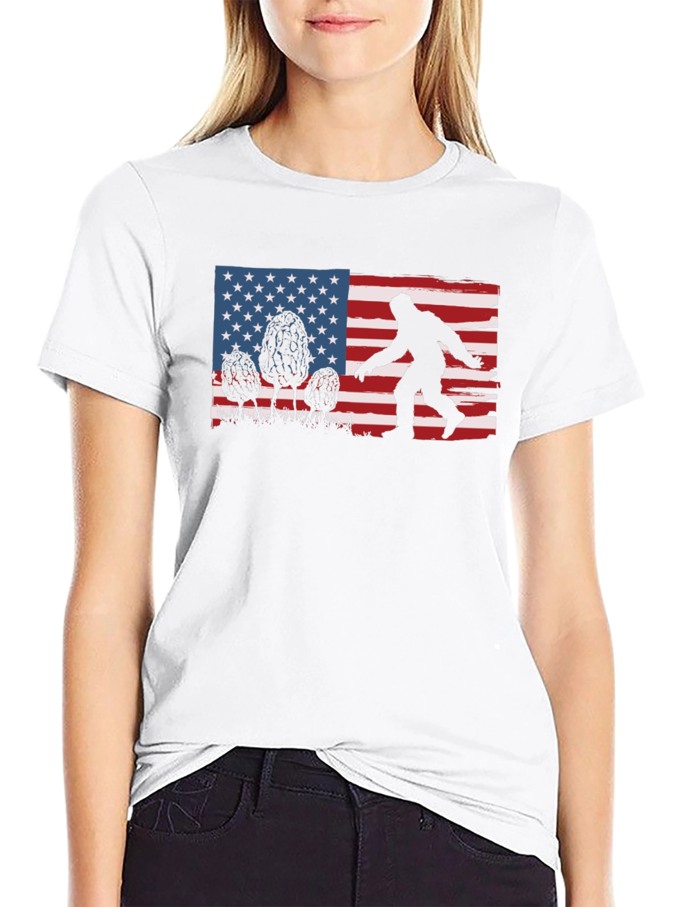 Bigfoot American Flag Graphic T-Shirt