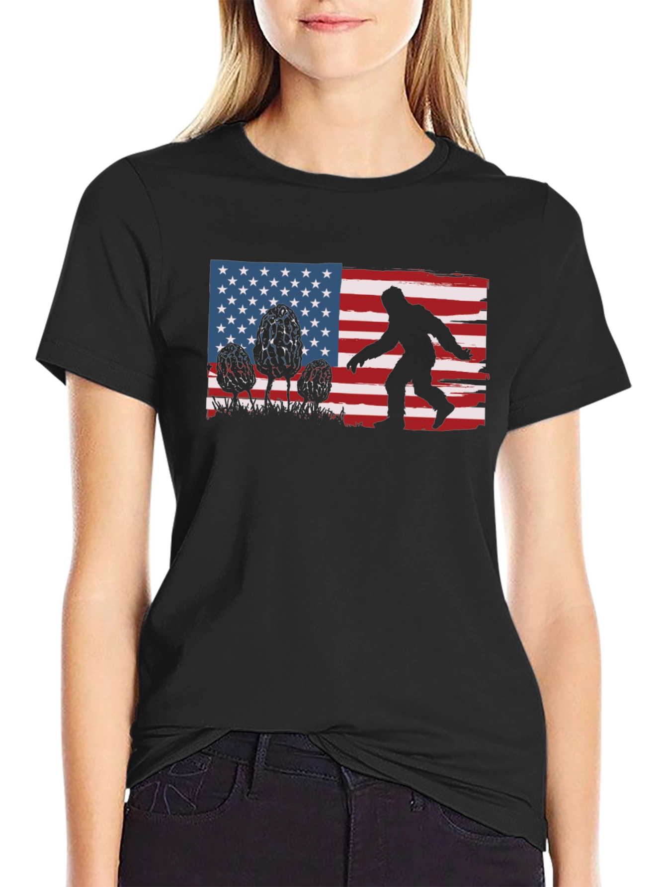 Bigfoot American Flag Graphic T-Shirt