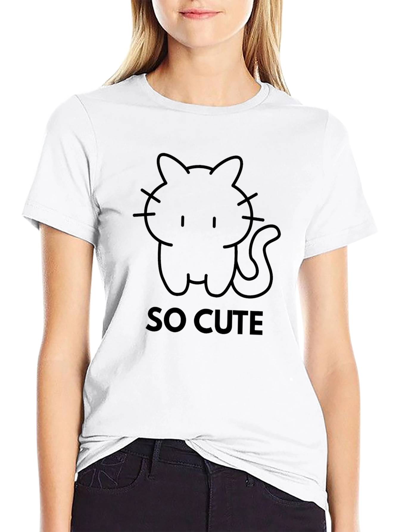 So Cute Black Cat Graphic T-Shirt