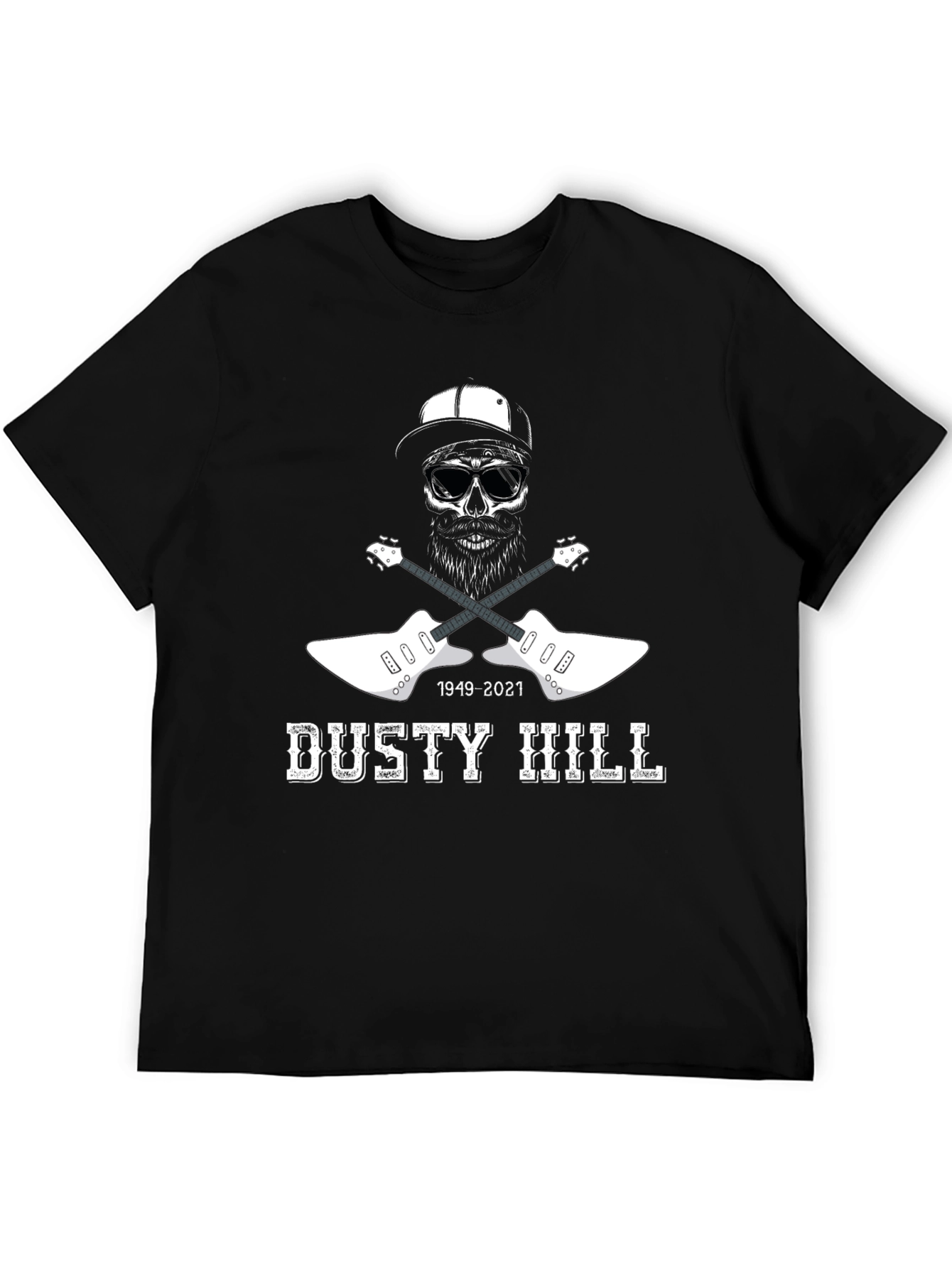 Dusty Hill Tribute T-Shirt - Skull & Guitars Design