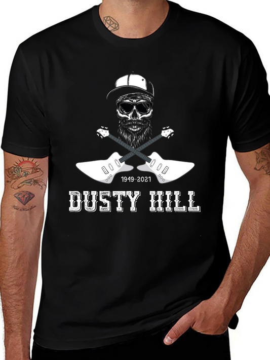 Dusty Hill Tribute T-Shirt - Skull & Guitars Design