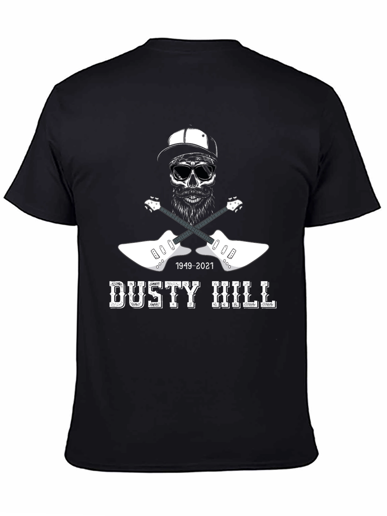 Dusty Hill Tribute T-Shirt - Skull & Guitars Design