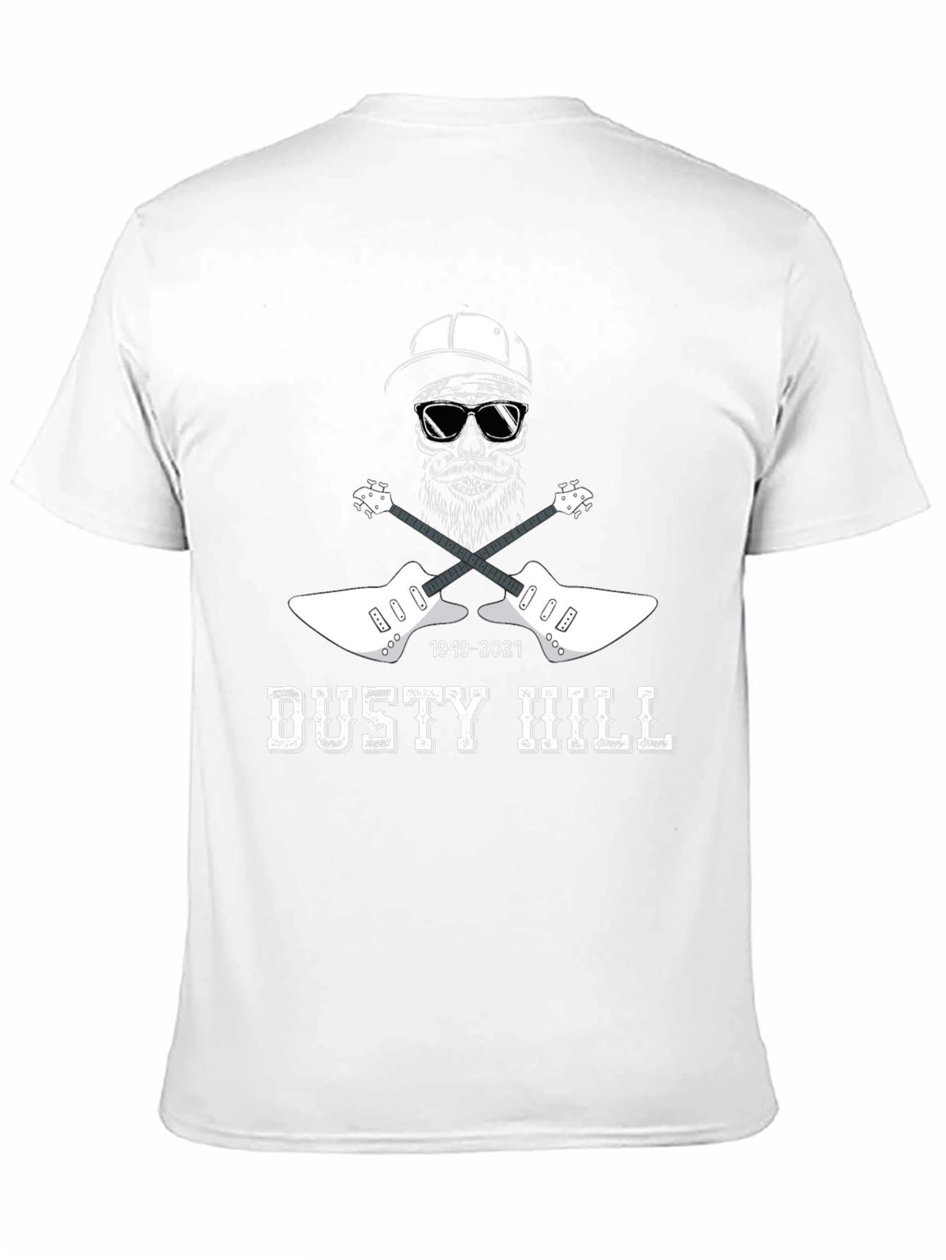 Dusty Hill Tribute T-Shirt - Skull & Guitars Design
