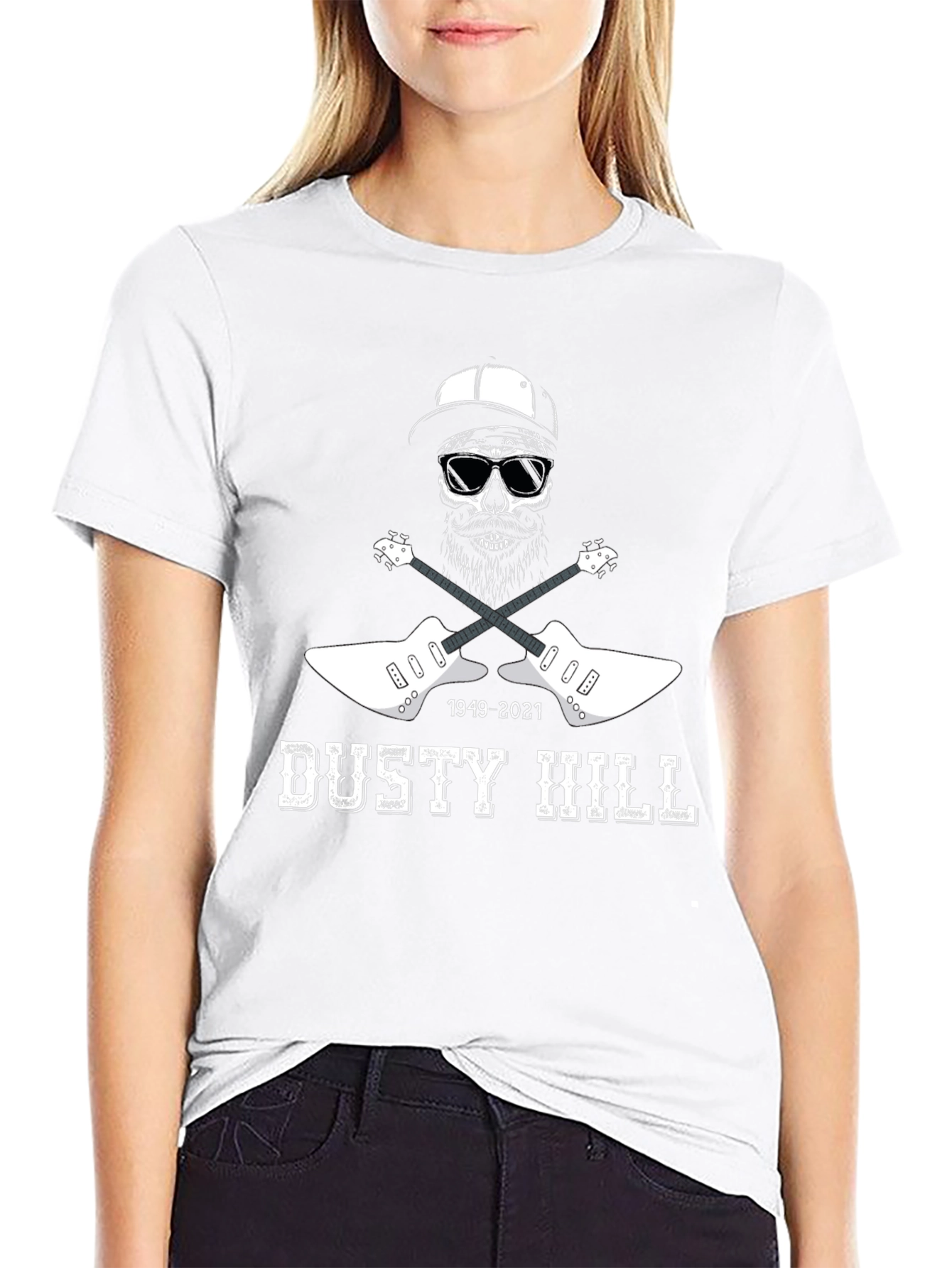 Dusty Hill Tribute T-Shirt - Skull & Guitars Design