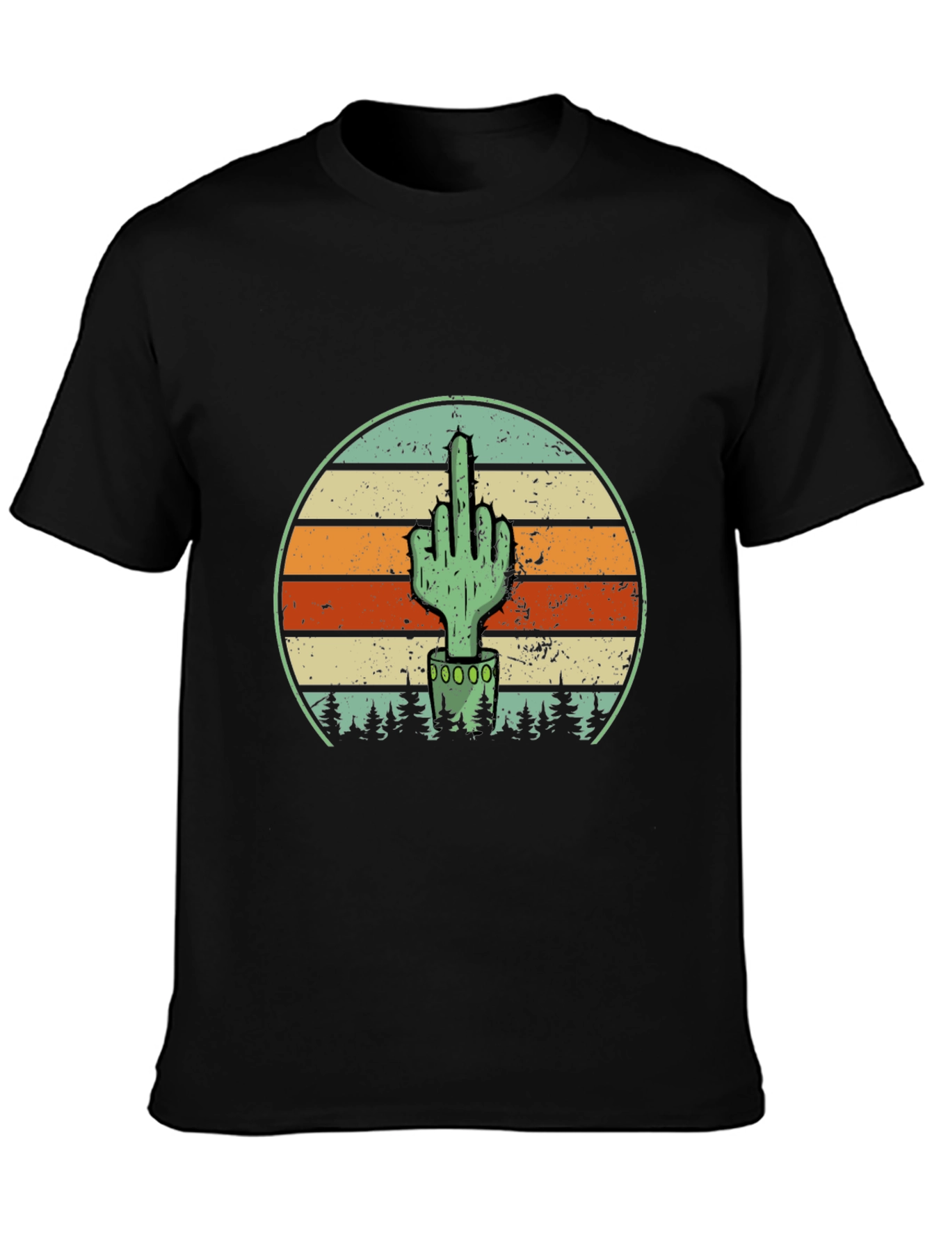 Cactus Middle Finger Graphic Tee - Novelty T-Shirt