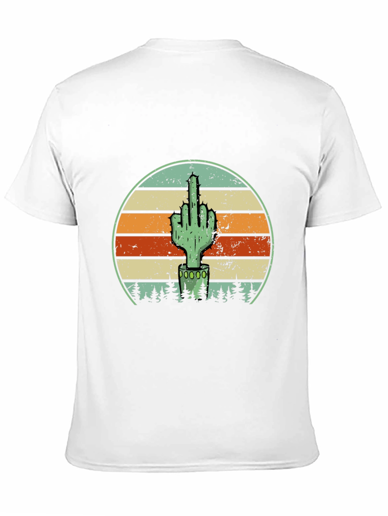 Cactus Middle Finger Graphic Tee - Novelty T-Shirt