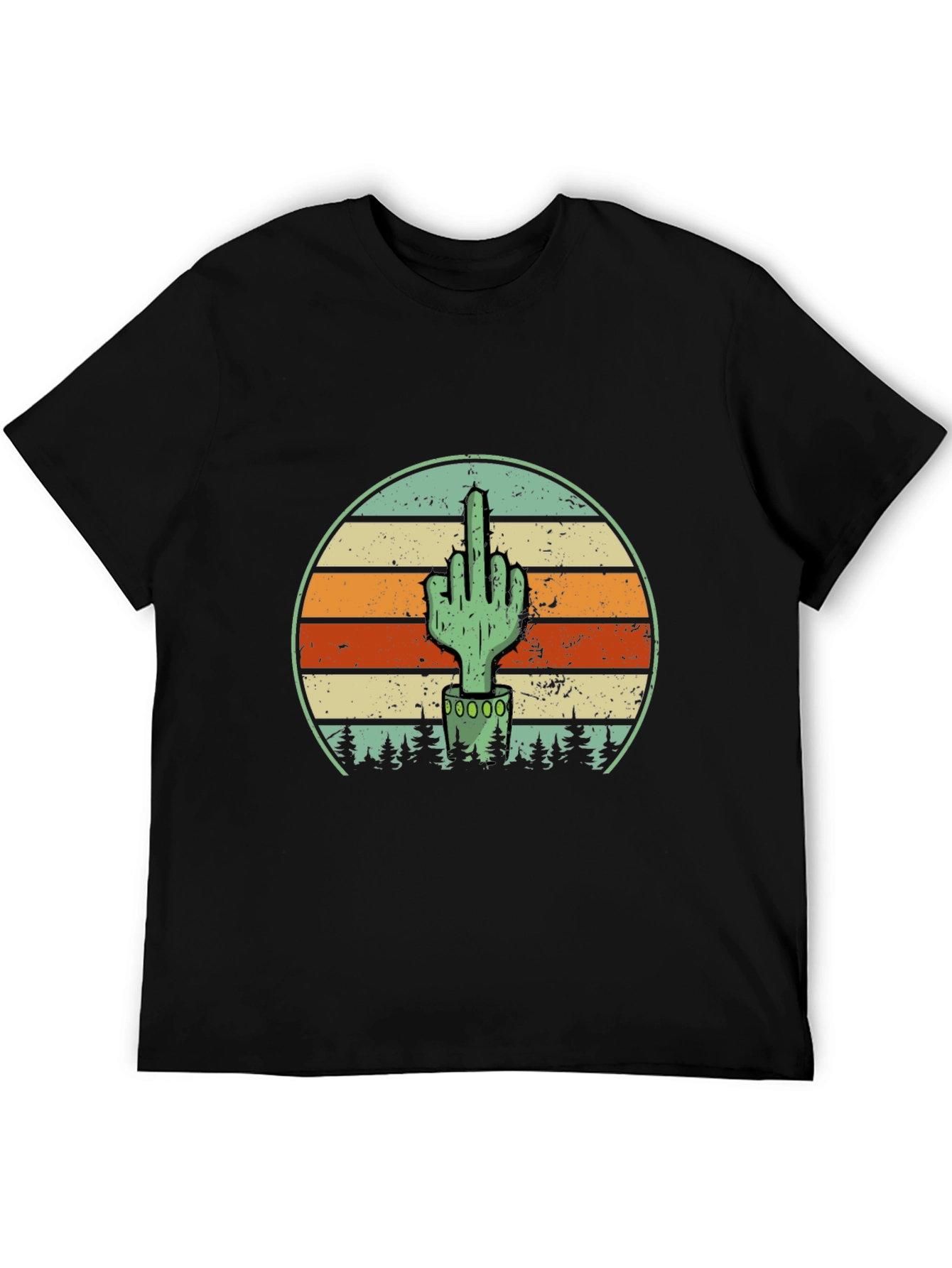 Cactus Middle Finger Graphic Tee - Novelty T-Shirt