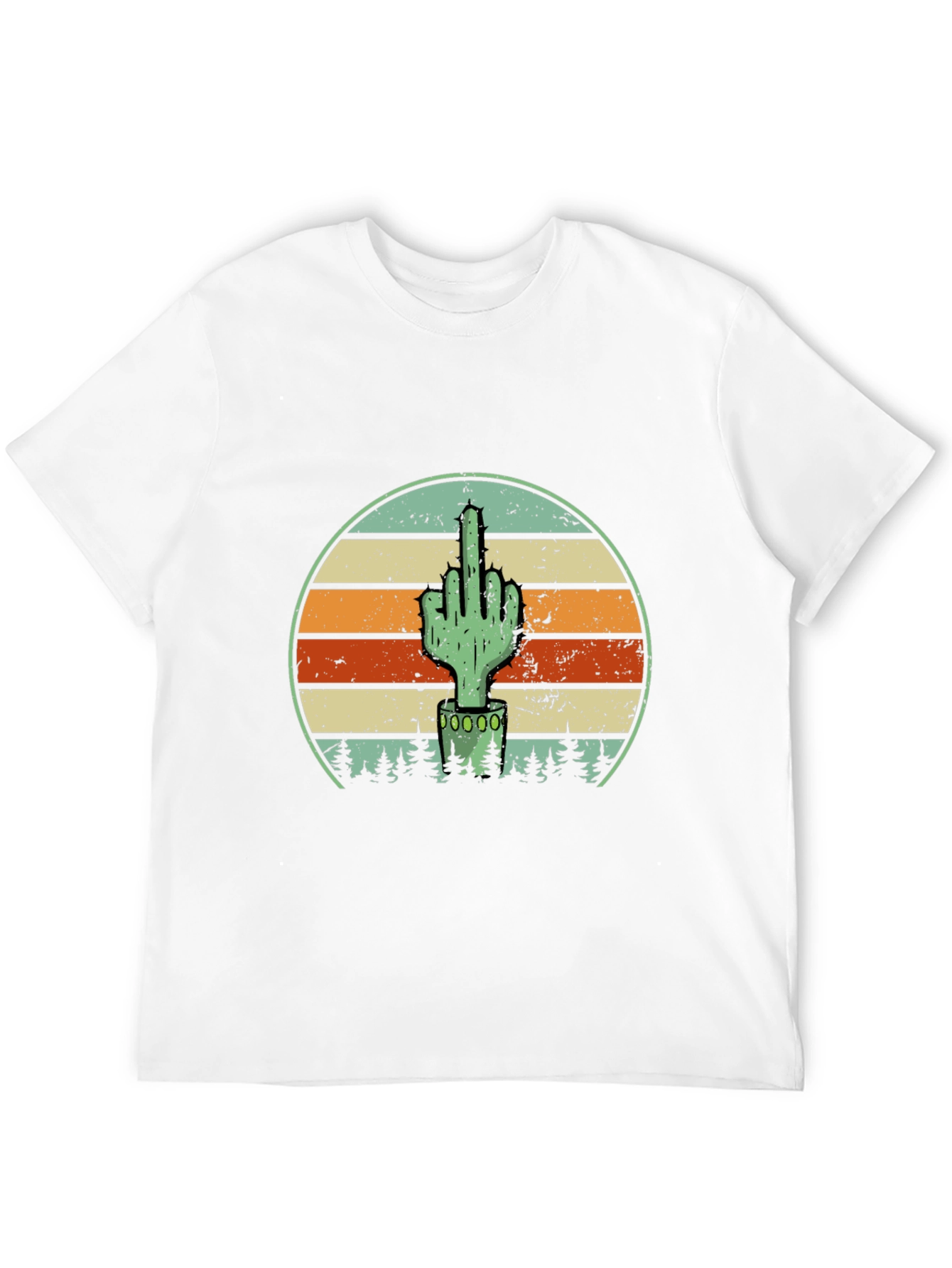 Cactus Middle Finger Graphic Tee - Novelty T-Shirt
