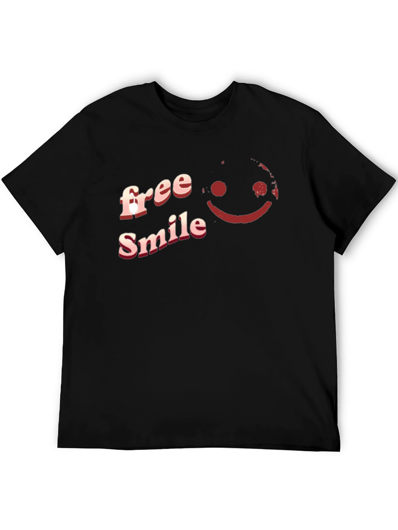 Free Smile Graphic T-Shirt Casual Black Tee