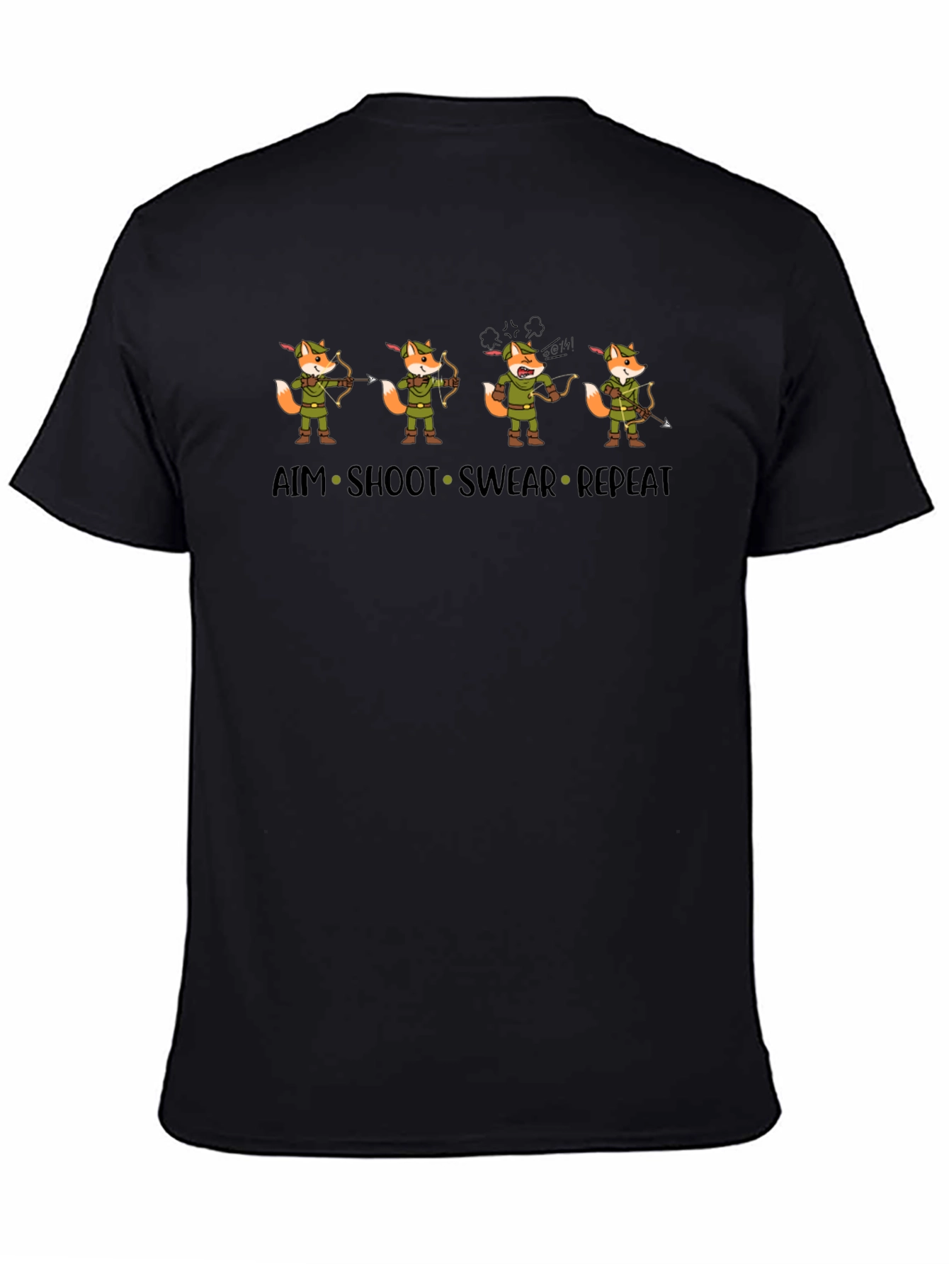 Archer Fox T-Shirt: Aim Shoot Swear Repeat