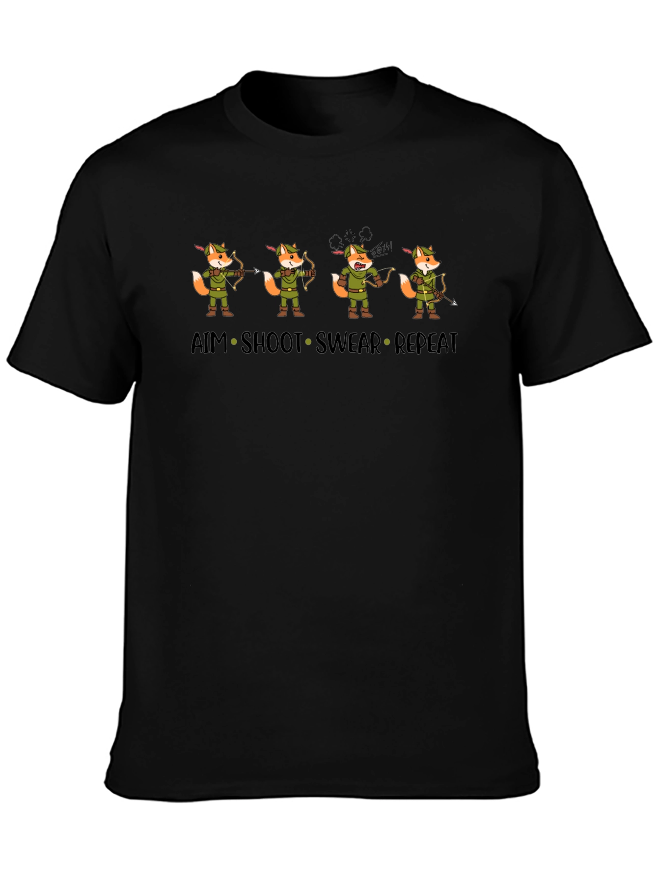 Archer Fox T-Shirt: Aim Shoot Swear Repeat