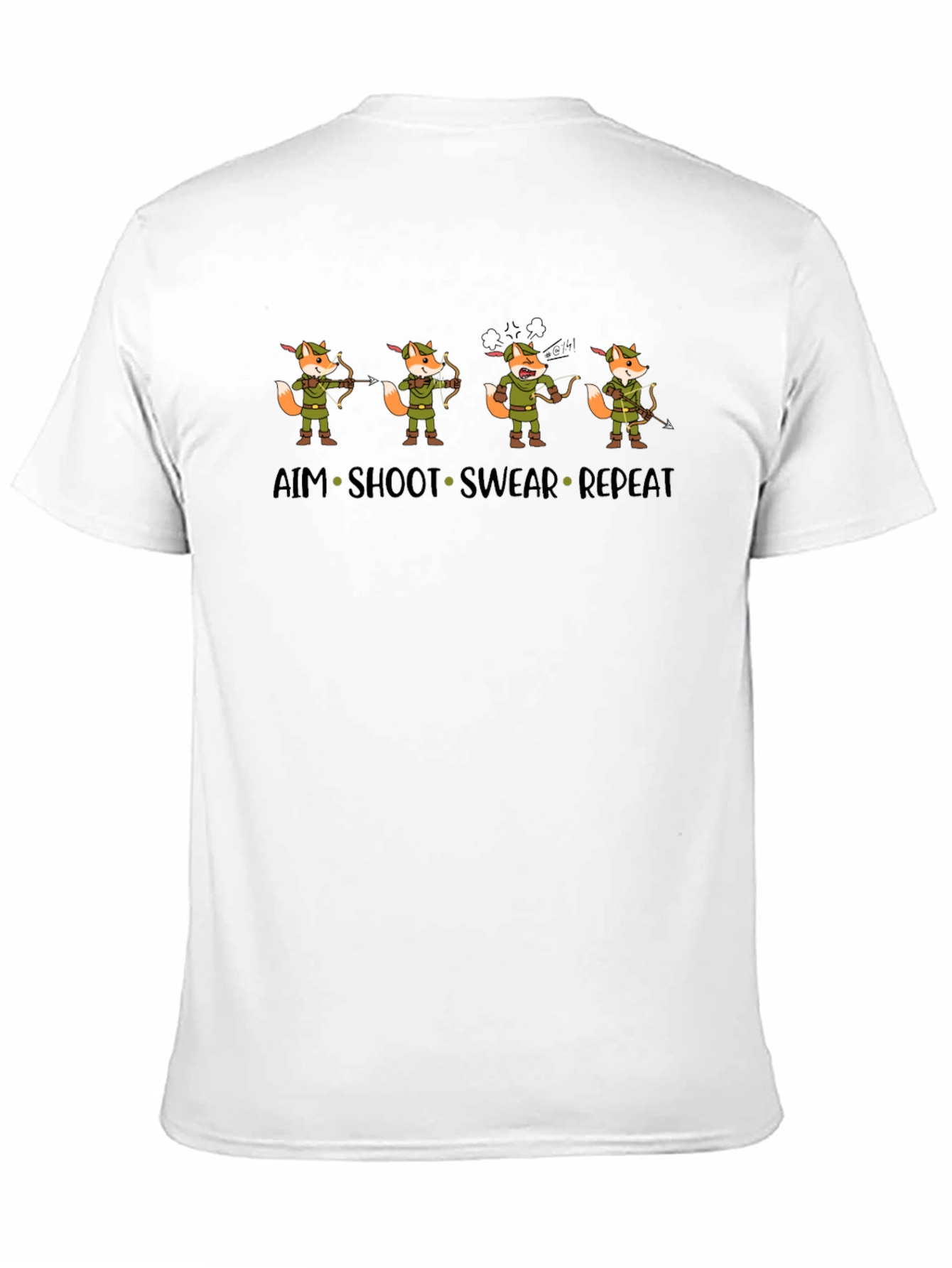 Archer Fox T-Shirt: Aim Shoot Swear Repeat