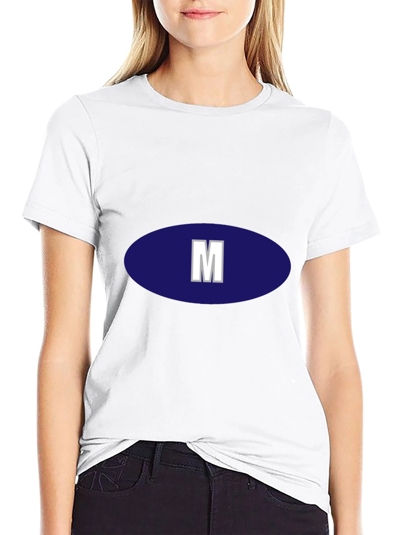 Mens Black T-Shirt with Initial M Design