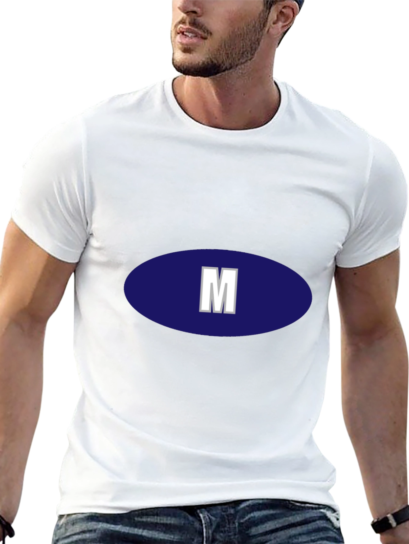 Mens Black T-Shirt with Initial M Design