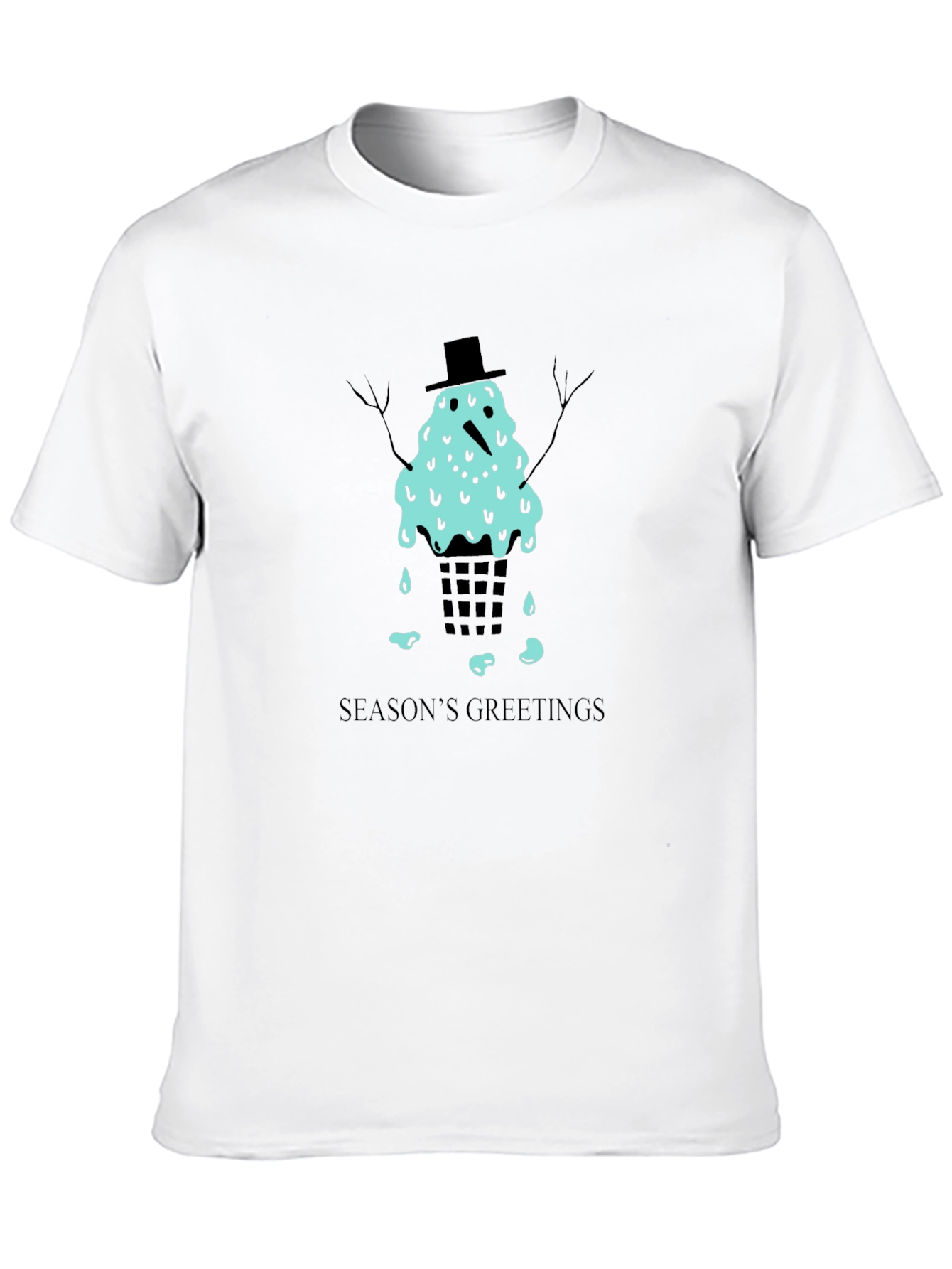 Melting Snowman Seasons Greetings Graphic Tee