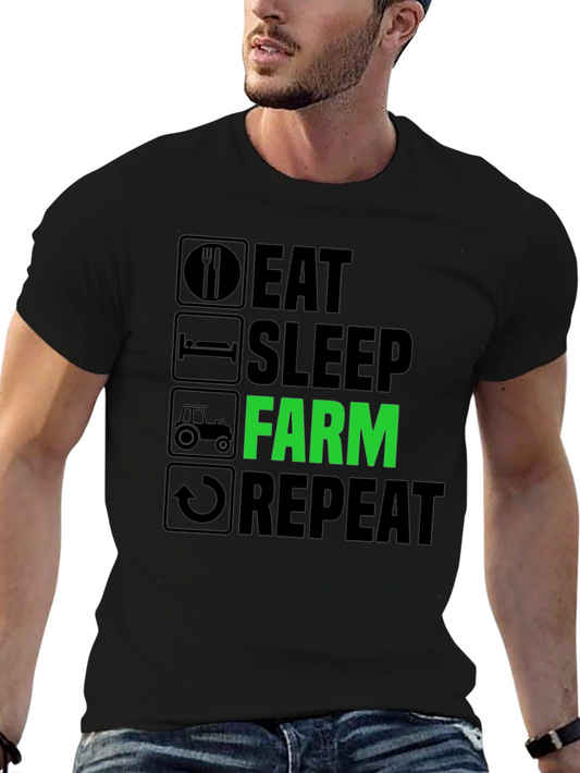Eat Sleep Farm Repeat T-Shirt - Farmer Gift Tee