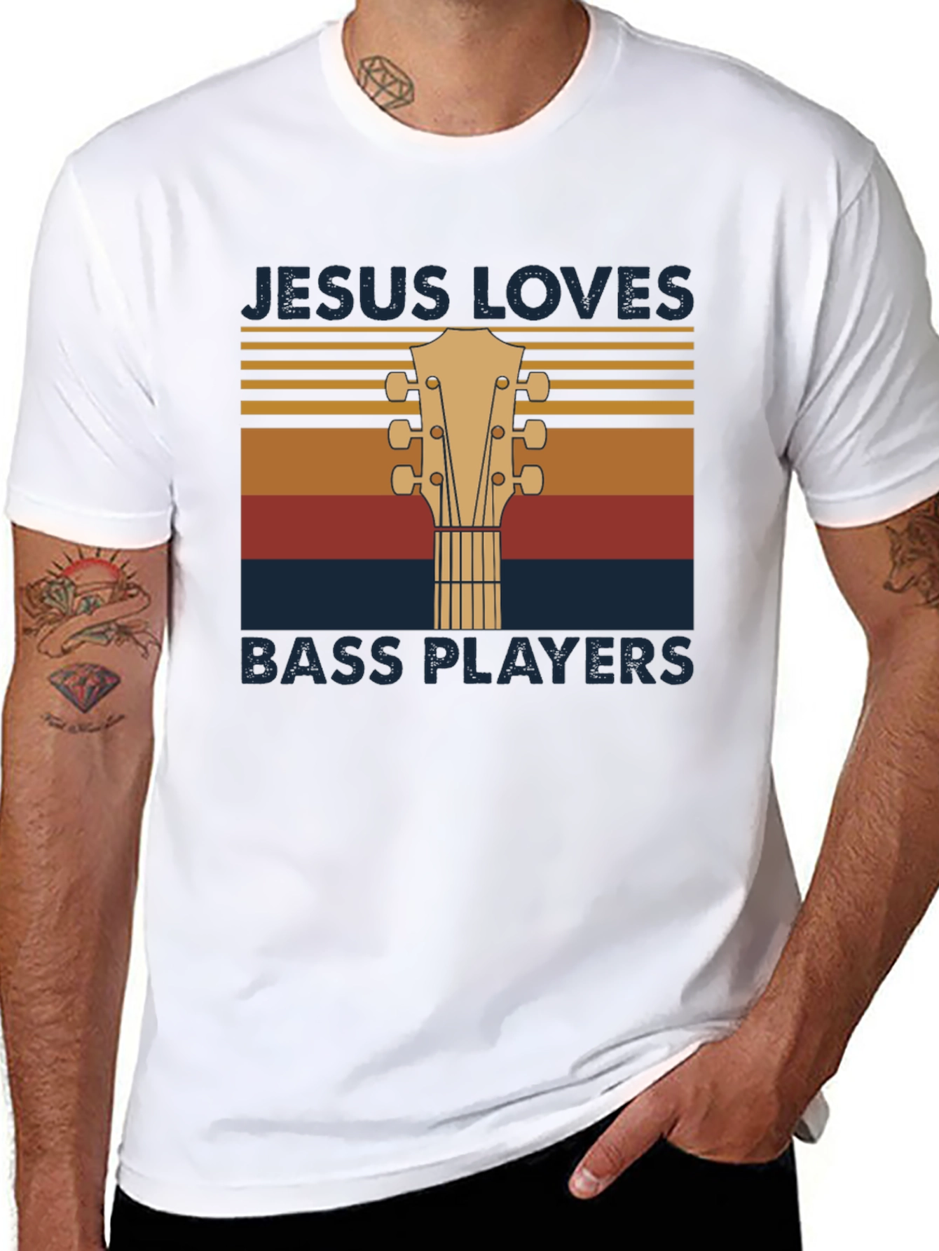 Jesus Loves Bass Players T-Shirt - Music Lover Tee