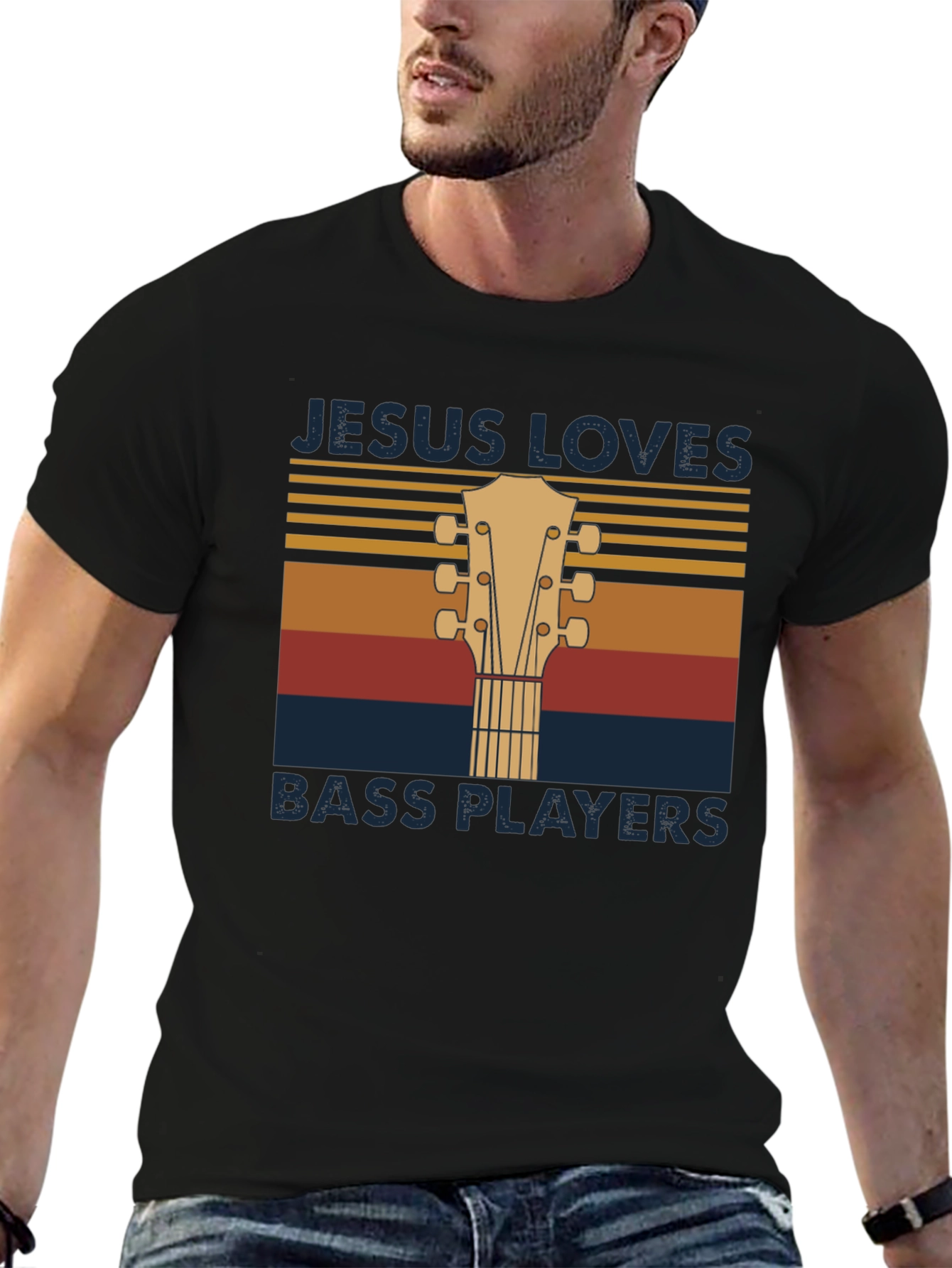 Jesus Loves Bass Players T-Shirt - Music Lover Tee