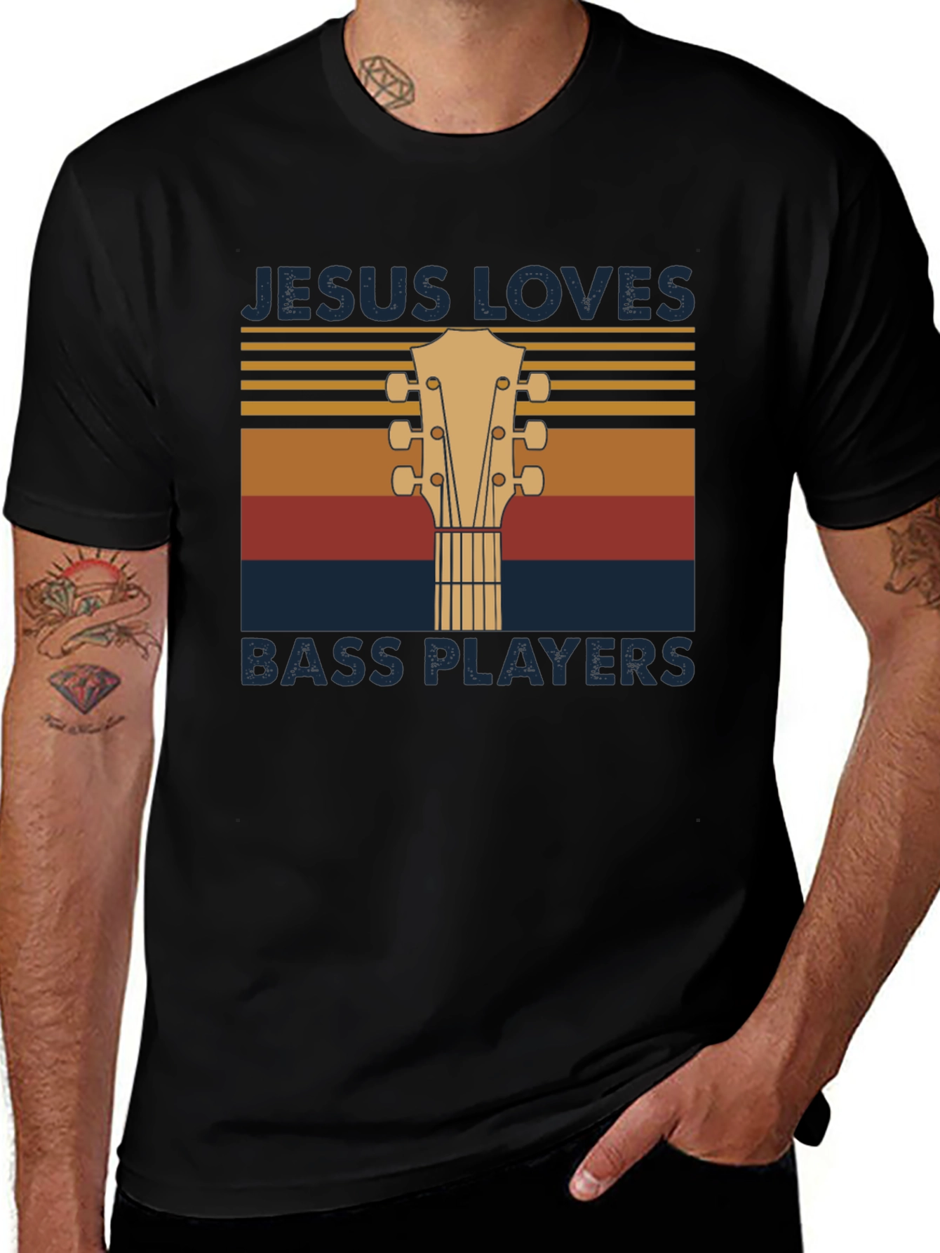 Jesus Loves Bass Players T-Shirt - Music Lover Tee