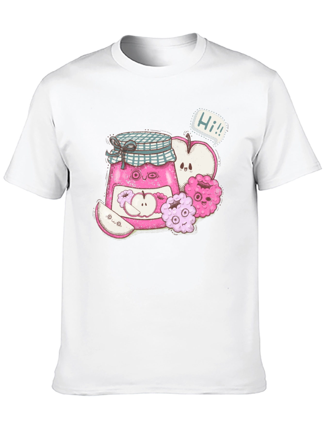 Kawaii Apple Jam Cartoon Black T-Shirt