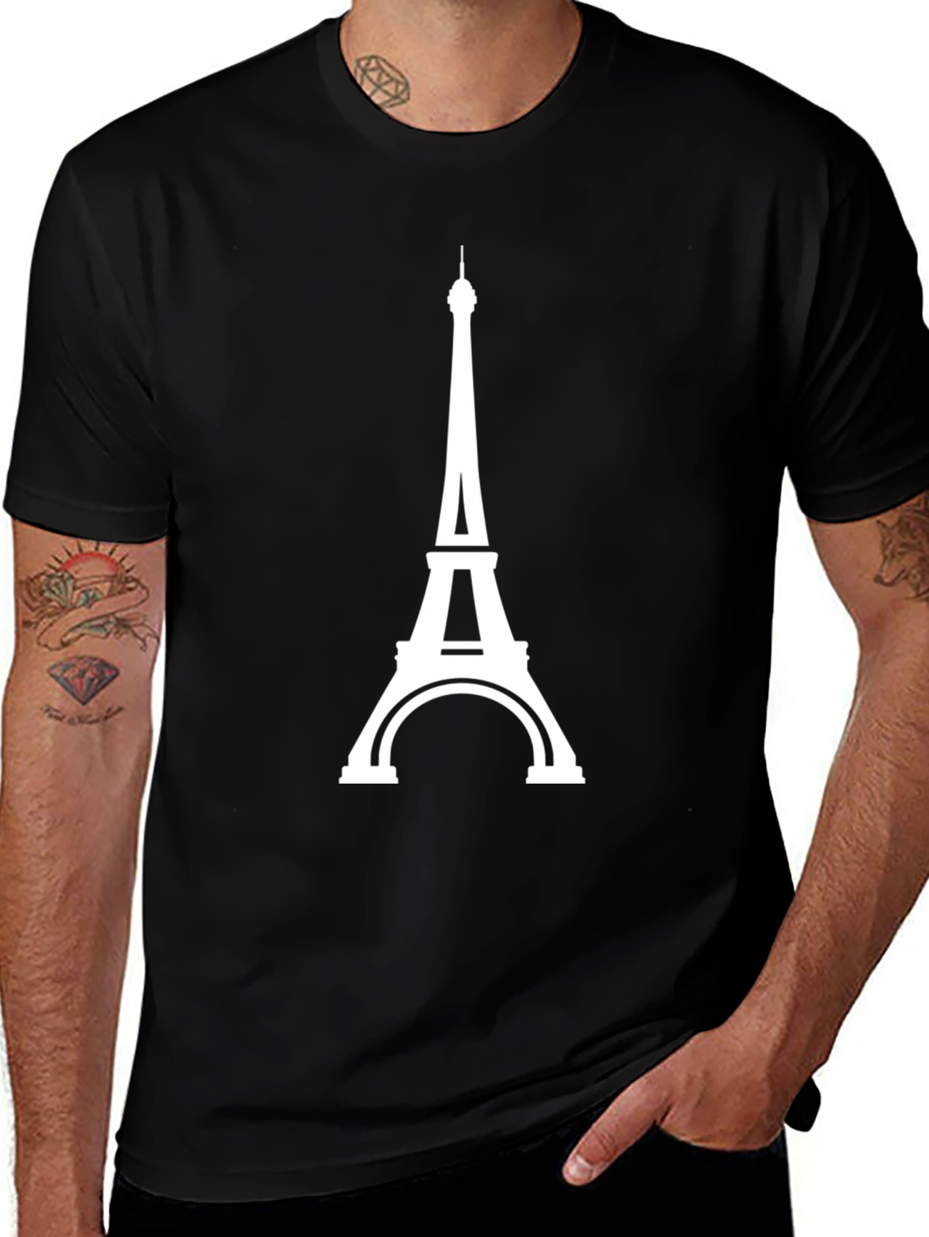 Paris Eiffel Tower Graphic Tee - Black T-Shirt