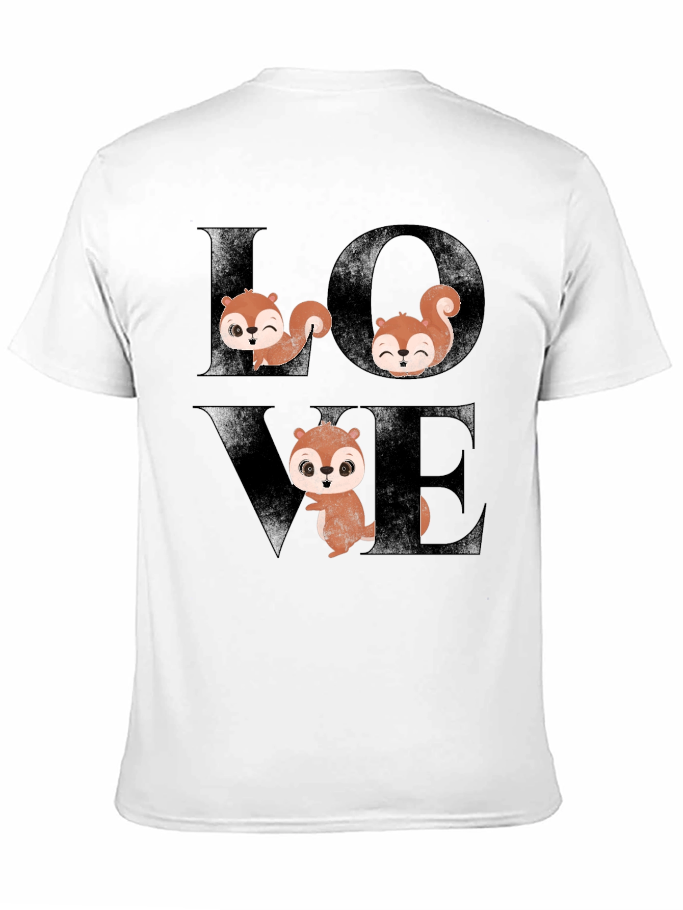 Squirrel Love Graphic Tee - Black Cotton T-Shirt