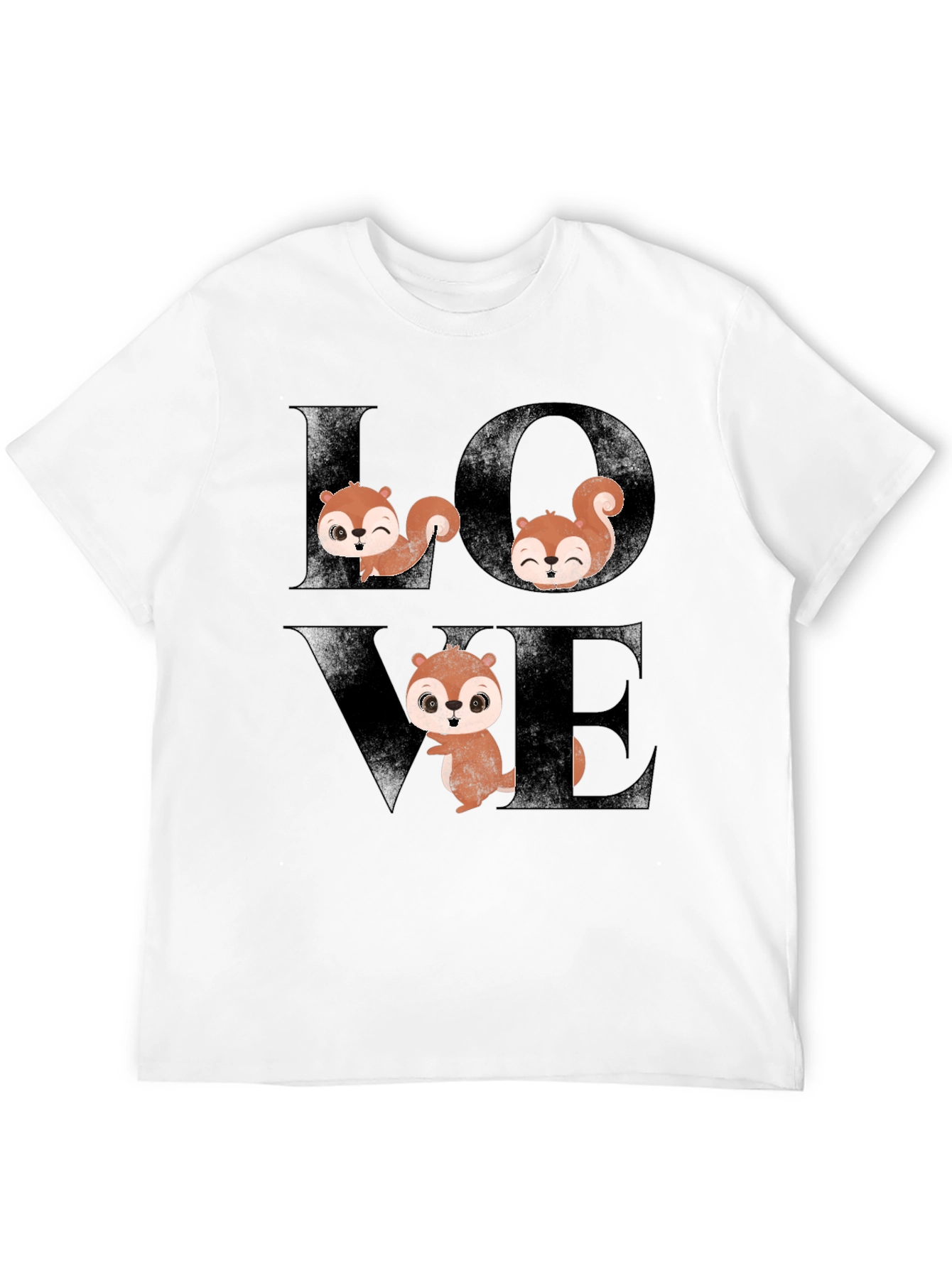 Squirrel Love Graphic Tee - Black Cotton T-Shirt