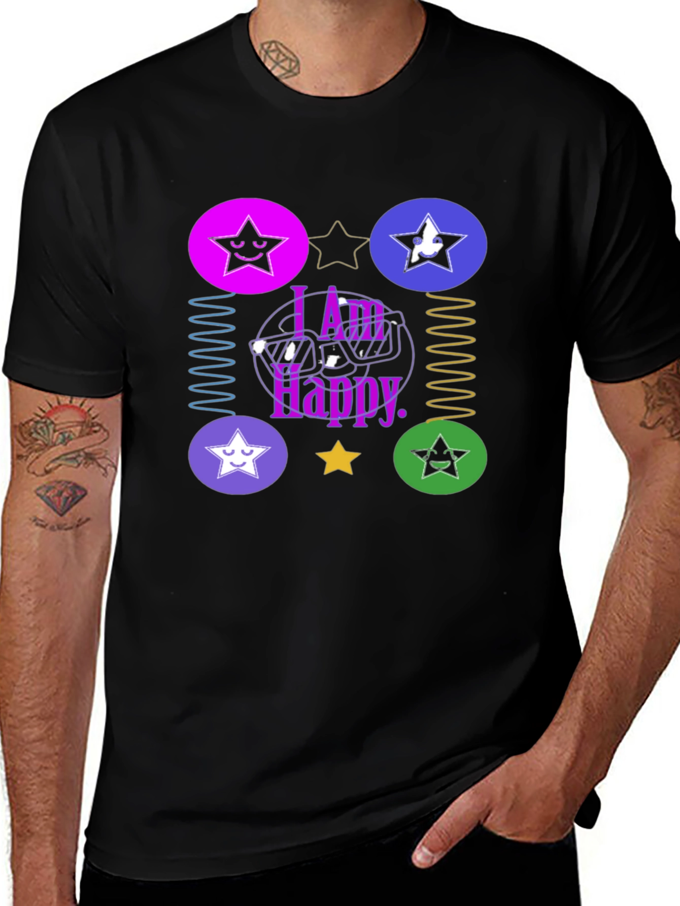 I Am Happy Graphic Tee - Trendy Star Design