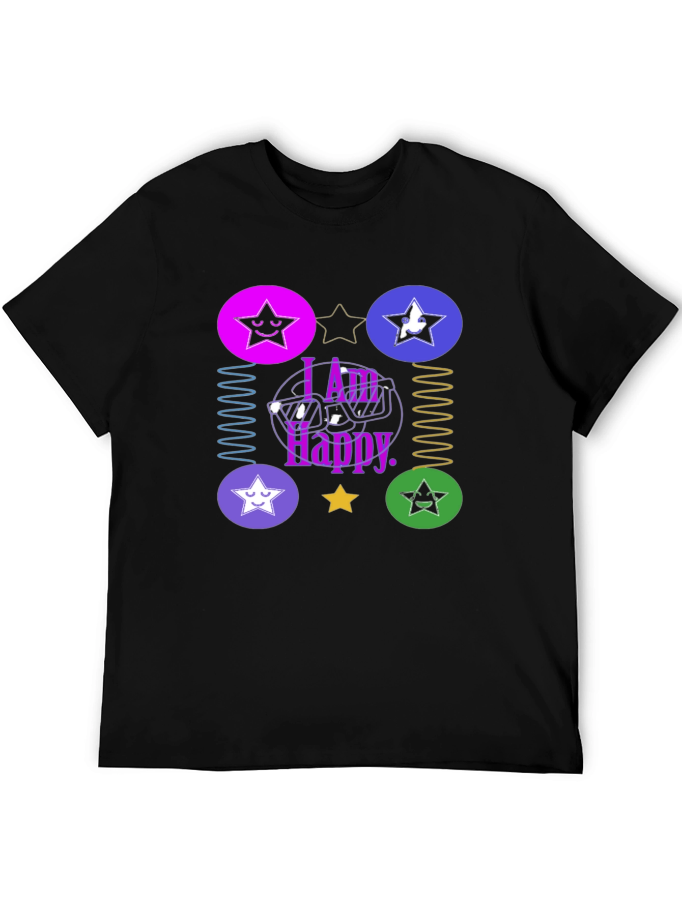 I Am Happy Graphic Tee - Trendy Star Design