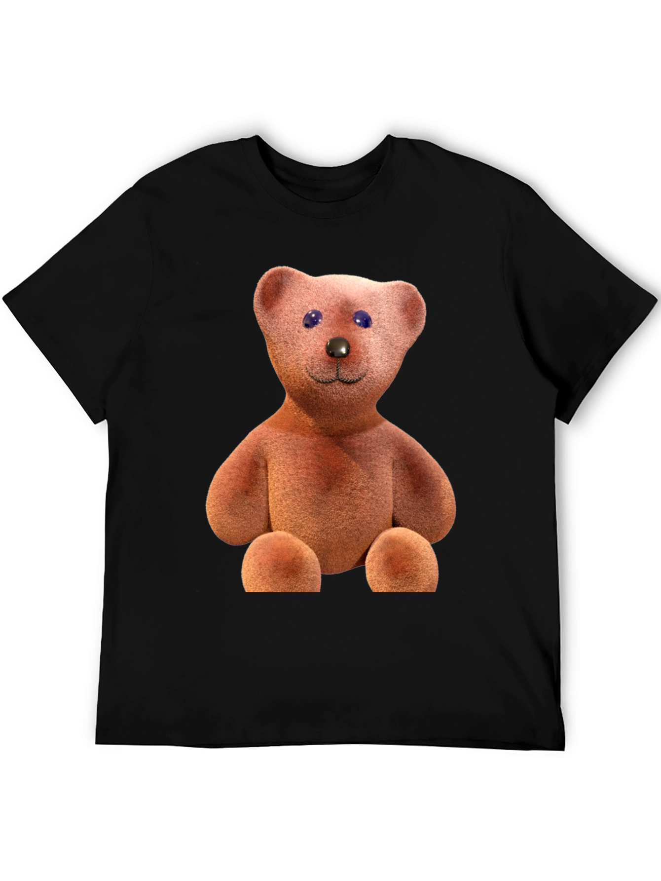 Teddy Bear Graphic Tee - Casual Black T-Shirt
