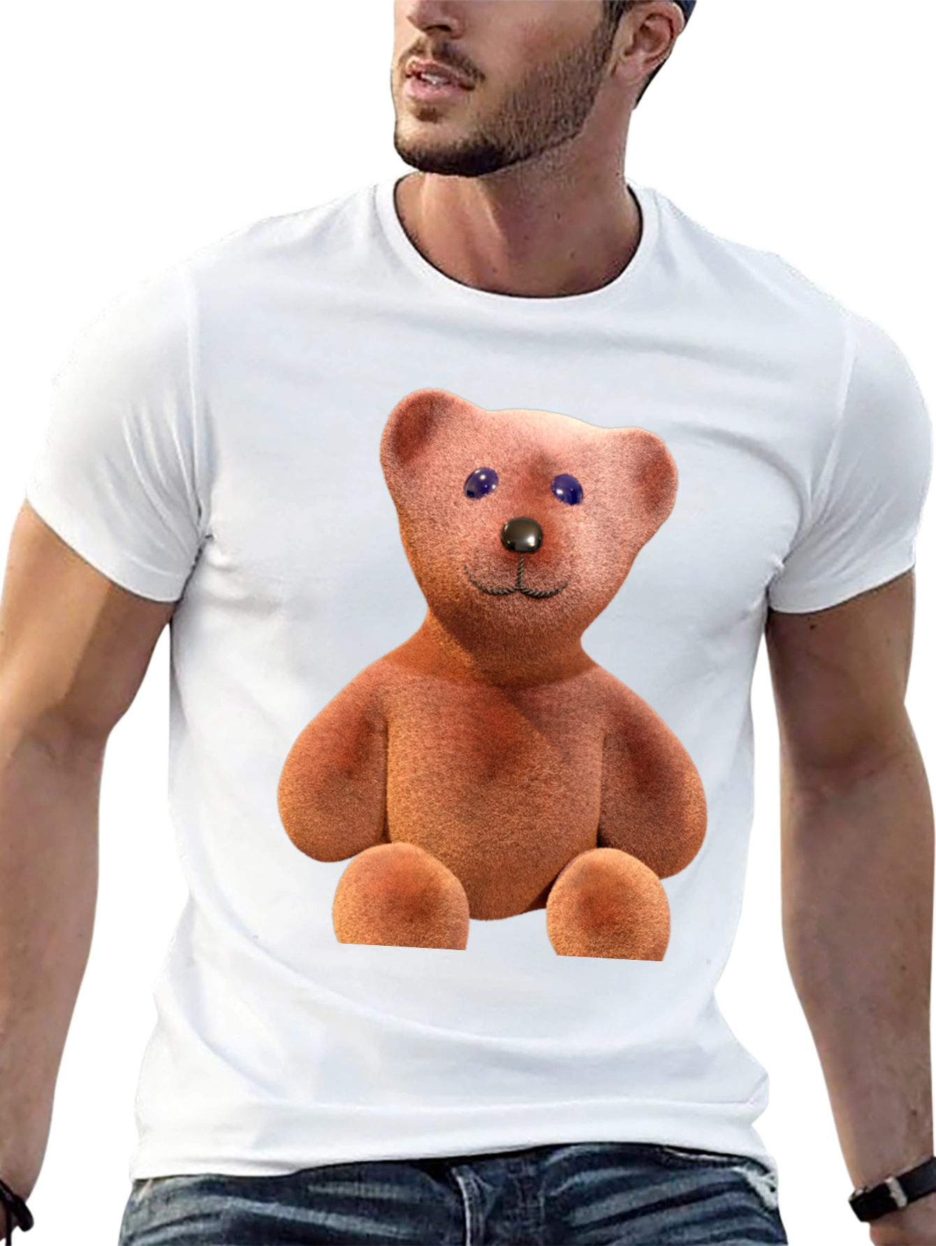 Teddy Bear Graphic Tee - Casual Black T-Shirt