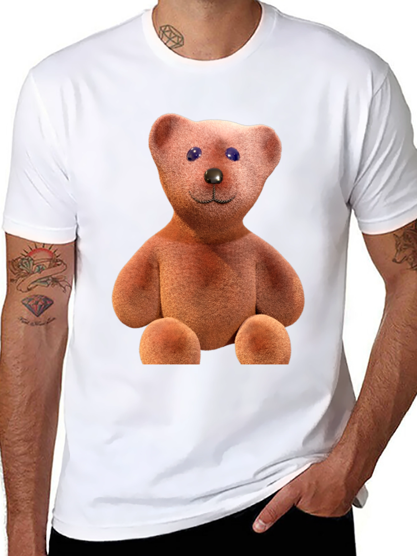 Teddy Bear Graphic Tee - Casual Black T-Shirt