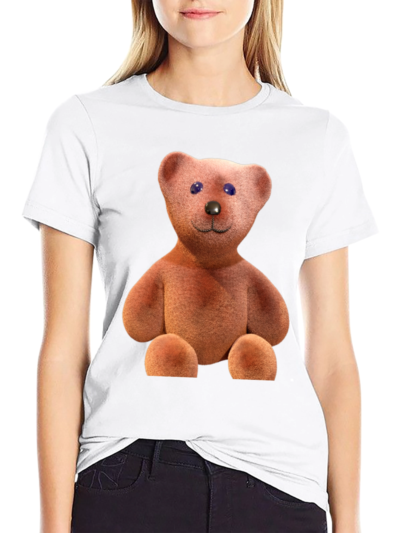Teddy Bear Graphic Tee - Casual Black T-Shirt